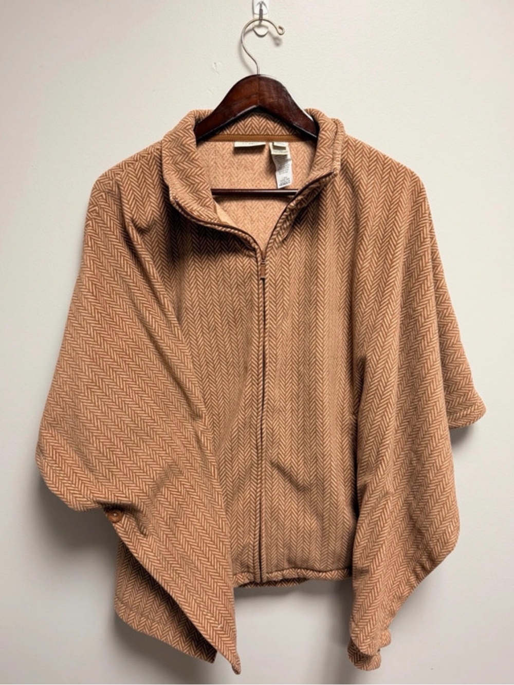 LL Bean Women's Zip-Front Camel Herringbone Jacket